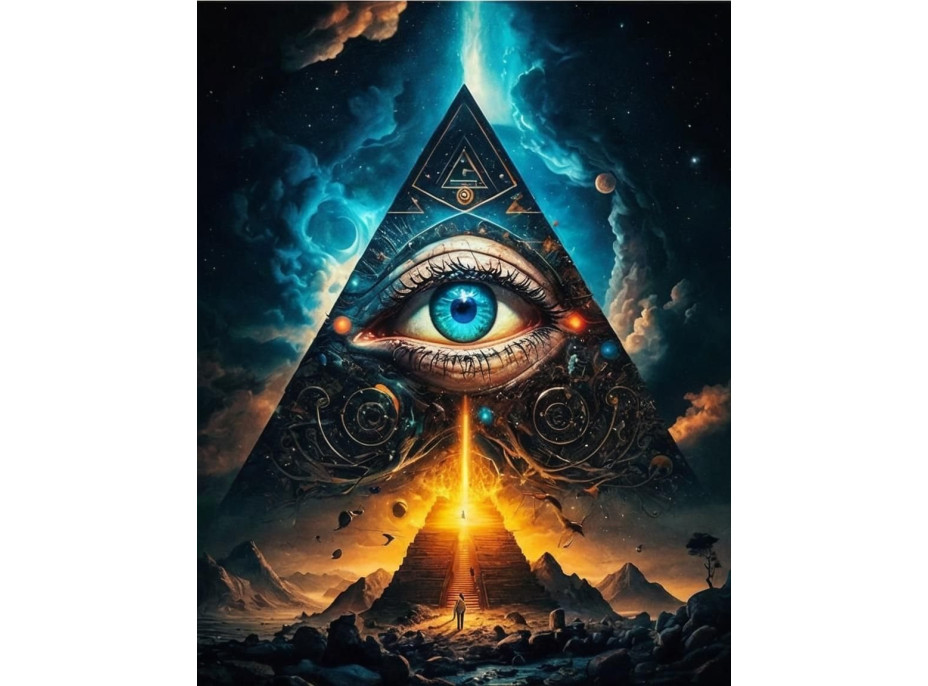 NORIMPEX Diamantové malování Jasnozřivé oko v pyramidě 30x40cm