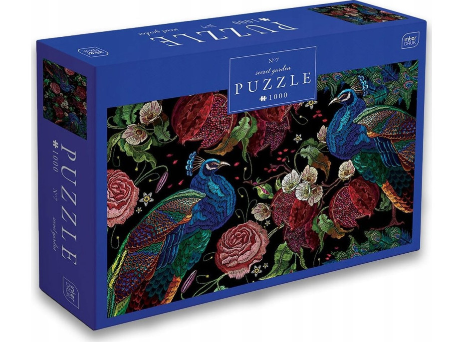 INTERDRUK Puzzle Secret Garden: Pávi mezi růžemi 1000 dílků