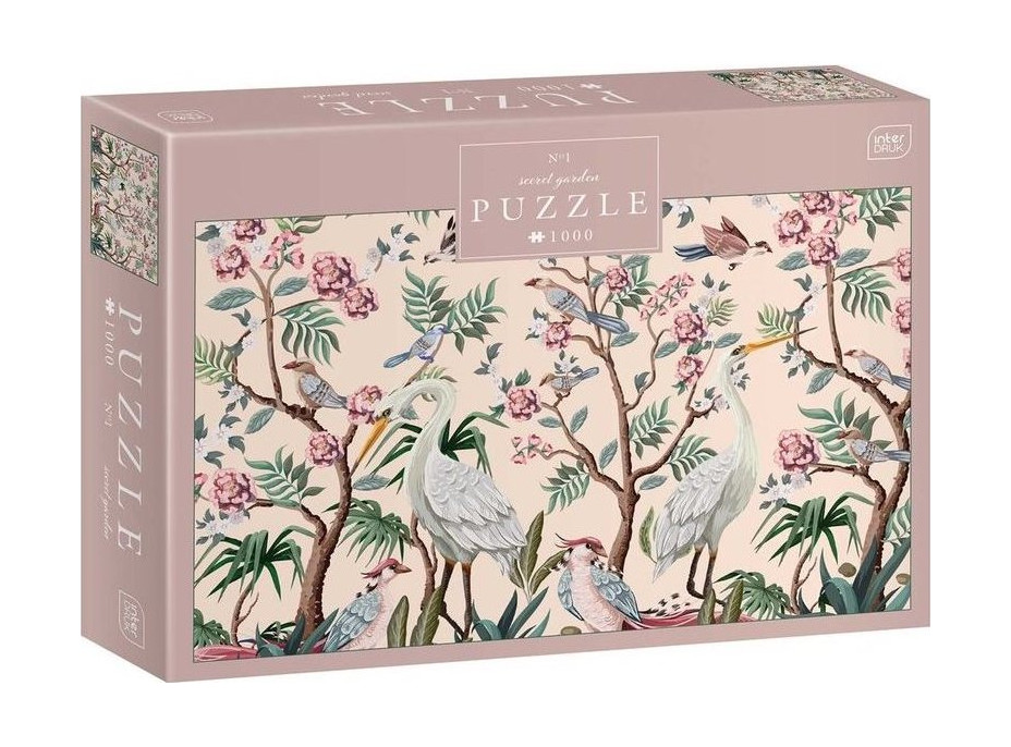 INTERDRUK Puzzle Secret Garden: Ptáci v rozkvetlých stromech 1000 dílků