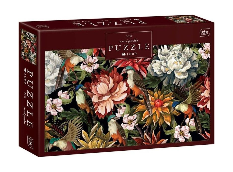 INTERDRUK Puzzle Secret Garden: Ptáci mezi květinami 1000 dílků