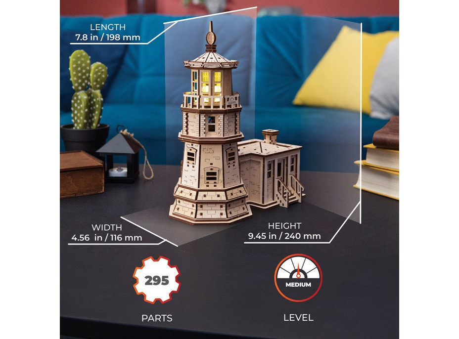 UGEARS Svítící 3D puzzle Maják Split Rock 295 dílků