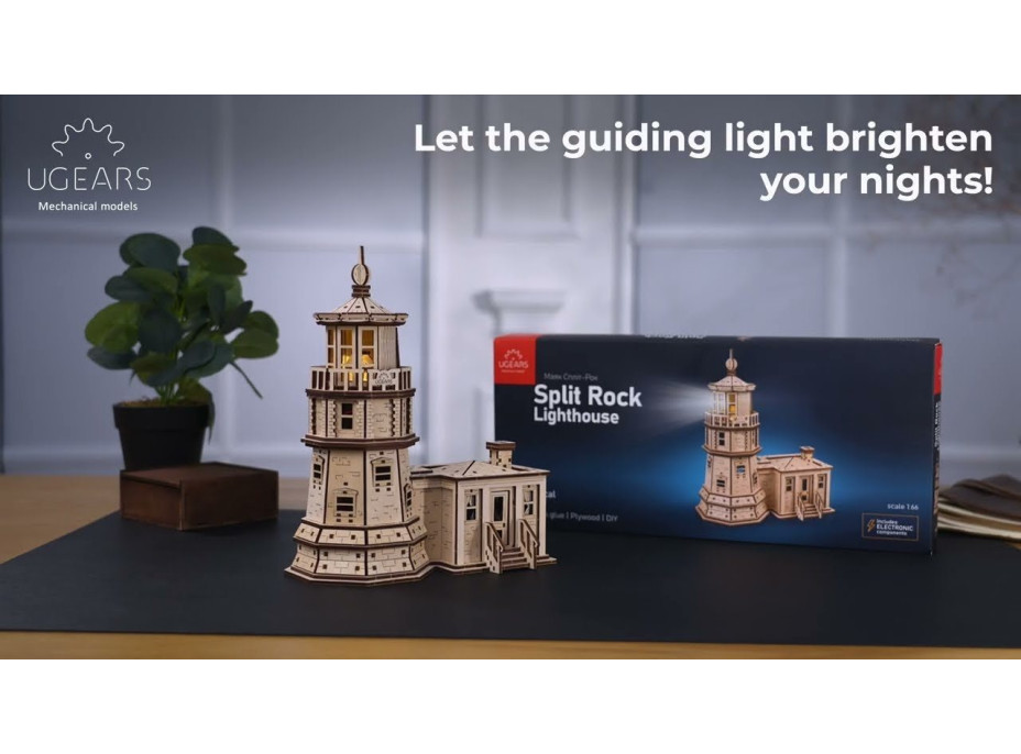 UGEARS Svítící 3D puzzle Maják Split Rock 295 dílků