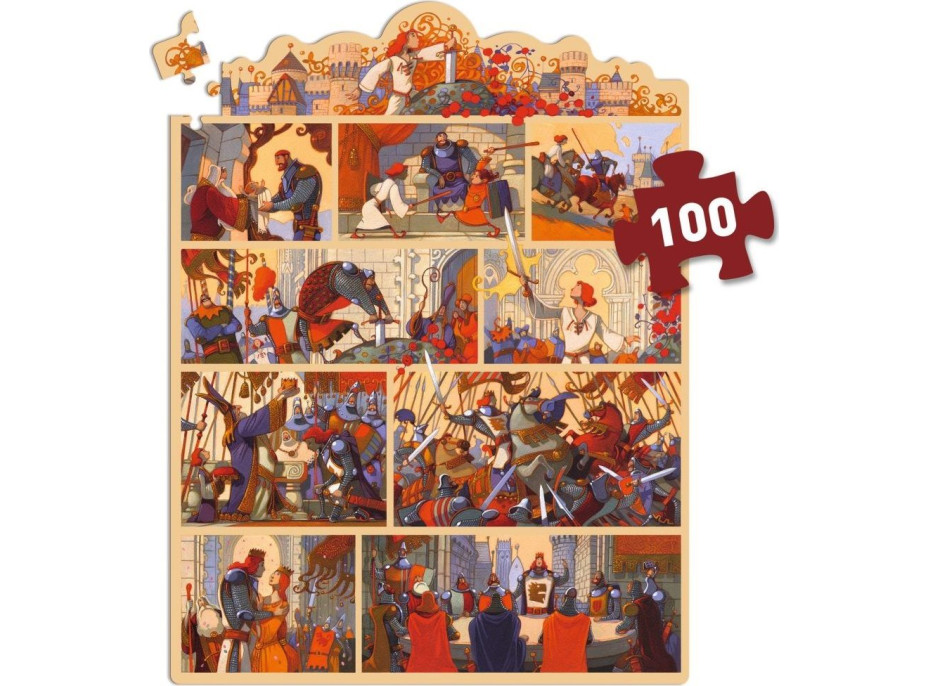 DJECO Puzzle s příběhem Král Artuš 100 dílků