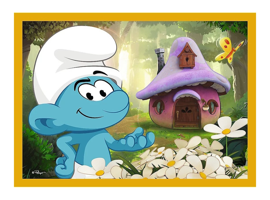 TREFL Puzzle Život ve šmoulí vesnici 4v1 (35,48,54,70 dílků)