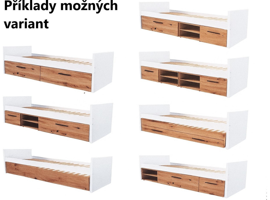 Postel VERSO - modulární - 200x90 cm - antracitová