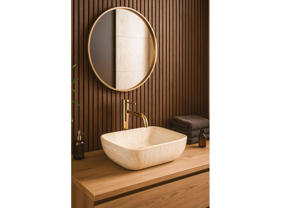 Keramické umyvadlo MAXMAX Rea FREJA - TRAVERTINE - imitace kamene
