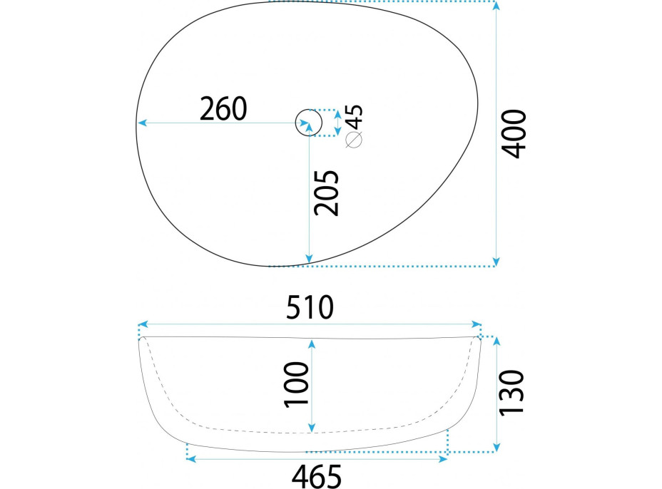 Keramické umyvadlo MAXMAX Rea VANILA - asymetrické - bílé