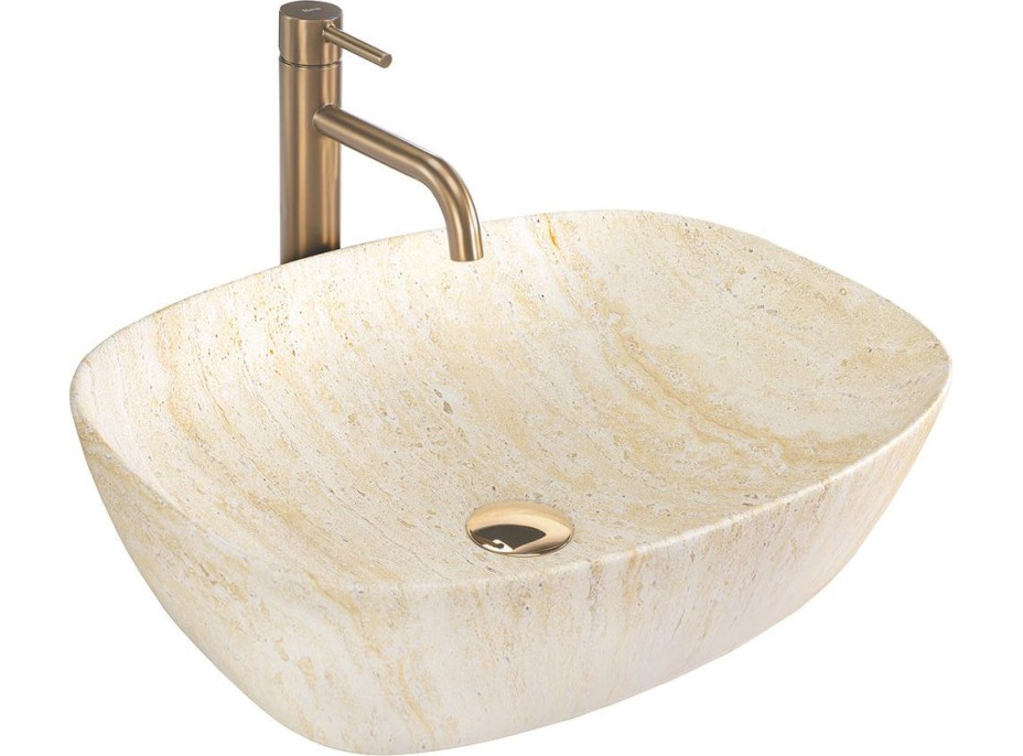 Keramické umyvadlo MAXMAX Rea FREJA - TRAVERTINE - imitace kamene