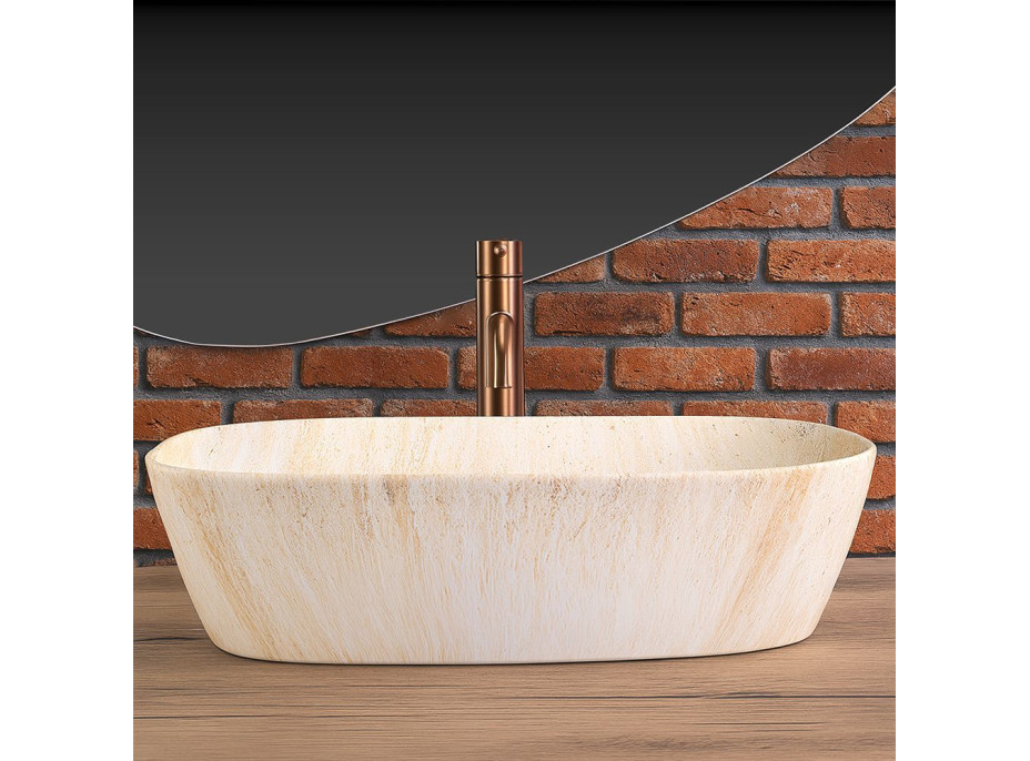 Keramické umyvadlo MAXMAX Rea FREJA - TRAVERTINE - imitace kamene