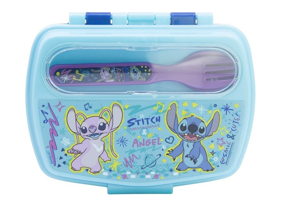 STOR Box na svačinu s příborem Angel a Stitch