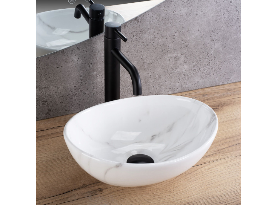 Keramické umyvadlo MAXMAX Rea SOFIA mini - CLOUDY - imitace kamene