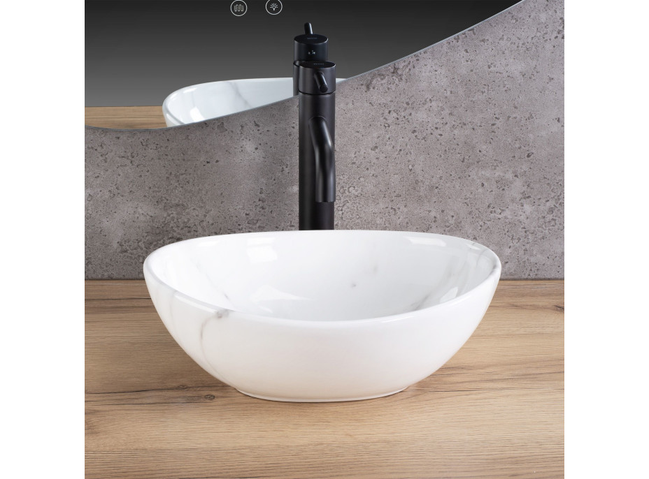 Keramické umyvadlo MAXMAX Rea SOFIA mini - CLOUDY - imitace kamene