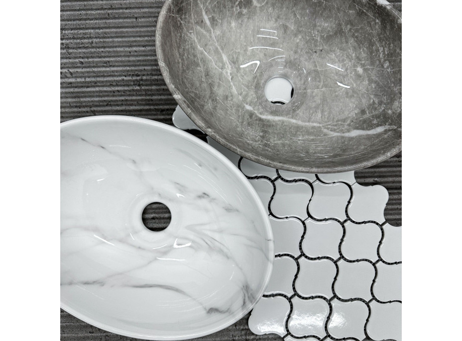 Keramické umyvadlo MAXMAX Rea SOFIA mini - CLOUDY - imitace kamene