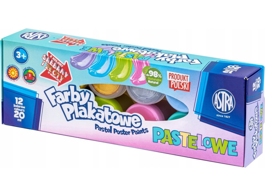 ASTRA Temperové barvy 12x20ml pastelové (metalické)