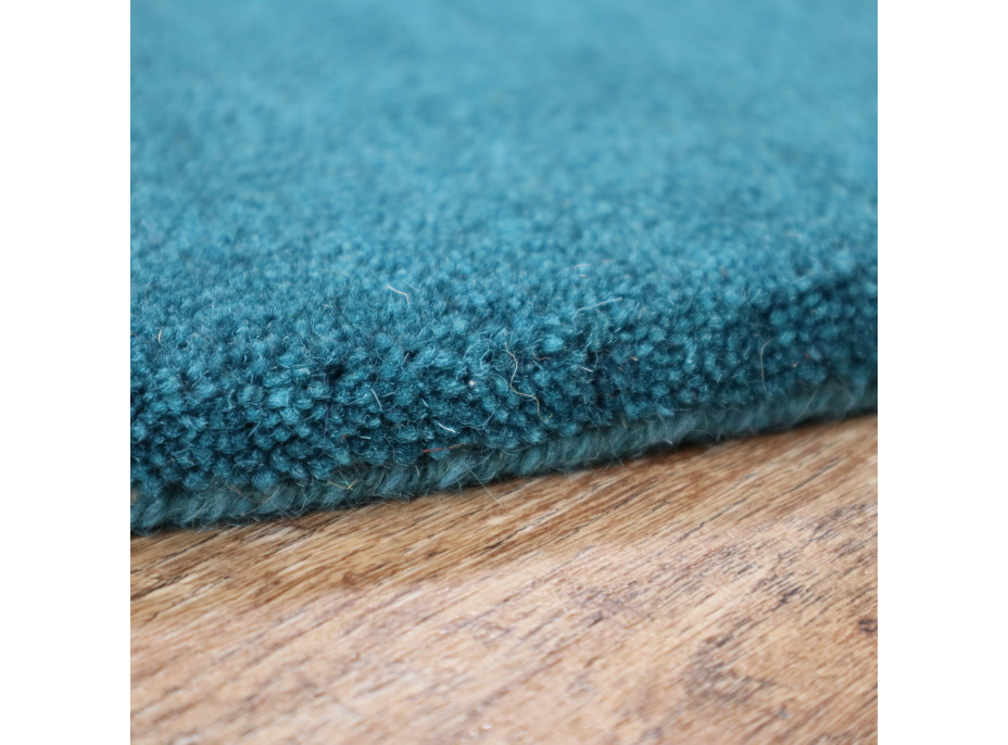 Ručně všívaný kusový koberec Asra wool petrolej