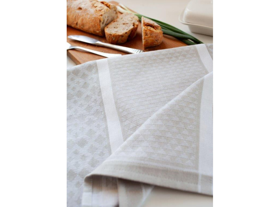 Žakárová kuchyňská utěrka CARINO 019 - 40x60 cm - béžová