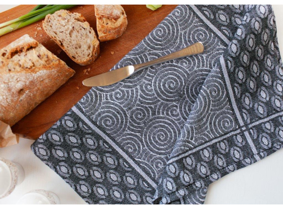 Žakárová kuchyňská utěrka CARINO 022 - 40x60 cm - tmavě šedá