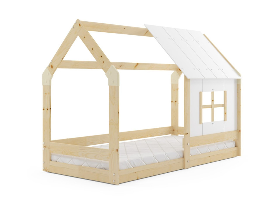 Dětská domečková Montessori postel REGINA se stříškou 160x80 cm - bez povrchových úprav