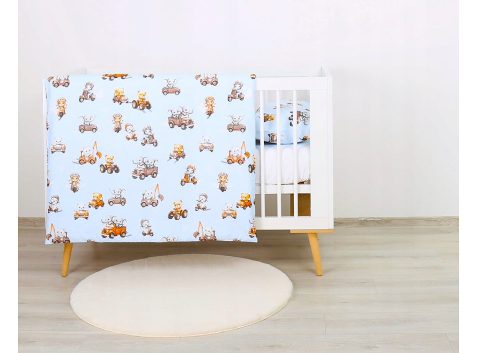 Dětské bavlněné povlečení do postýlky 120x90 cm BABYMAM PREMIUM - Závody zvířátek
