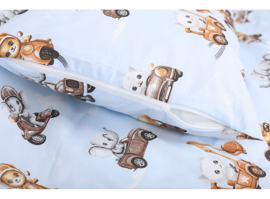 Dětské bavlněné povlečení do postýlky 120x90 cm BABYMAM PREMIUM - Závody zvířátek