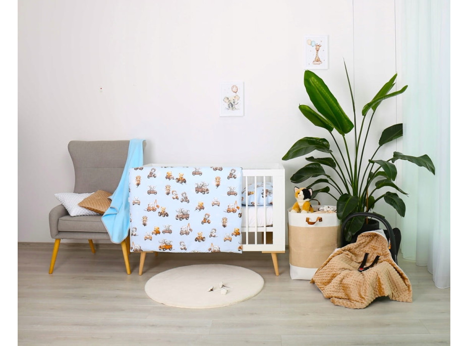 Dětské bavlněné povlečení do postýlky 120x90 cm BABYMAM PREMIUM - Závody zvířátek