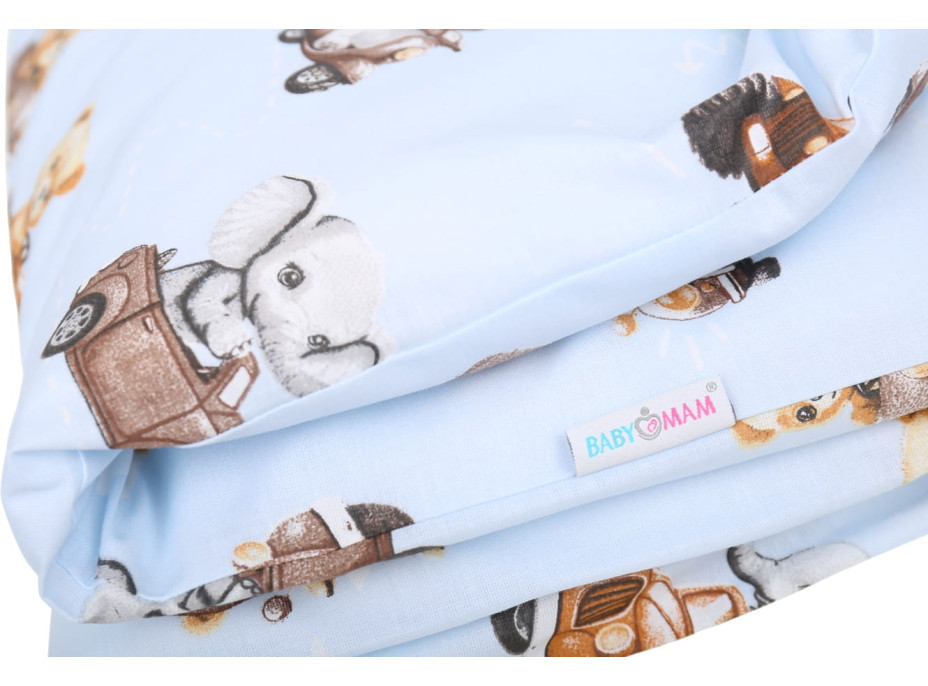 Dětské bavlněné povlečení do postýlky 120x90 cm BABYMAM PREMIUM - Závody zvířátek