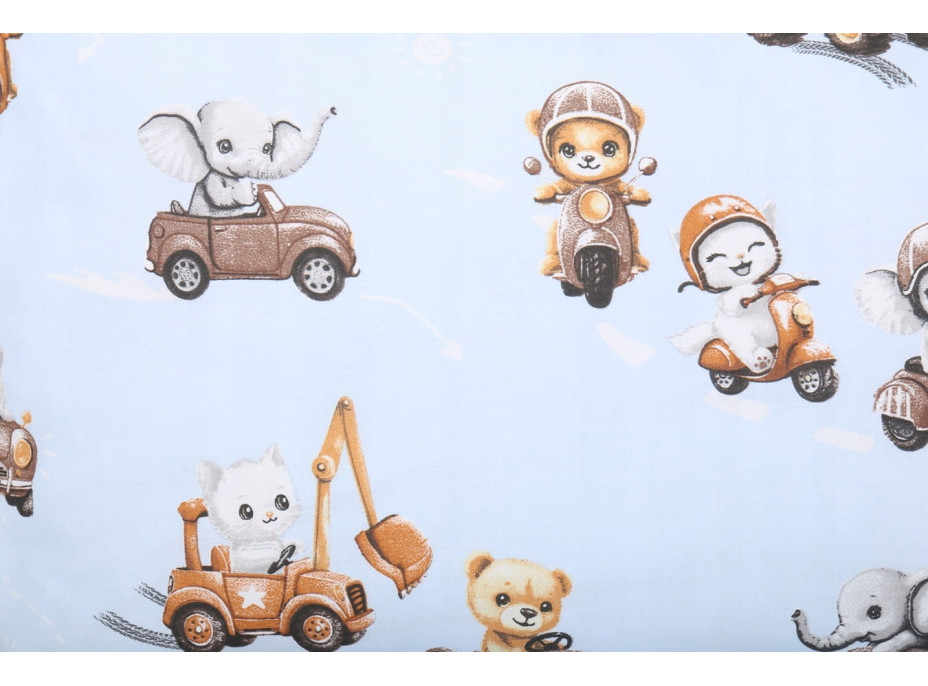 Dětské bavlněné povlečení do postýlky 120x90 cm BABYMAM PREMIUM - Závody zvířátek