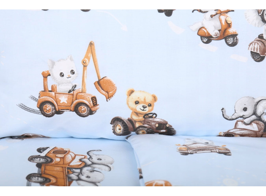 Dětské bavlněné povlečení do postýlky 120x90 cm BABYMAM PREMIUM - Závody zvířátek