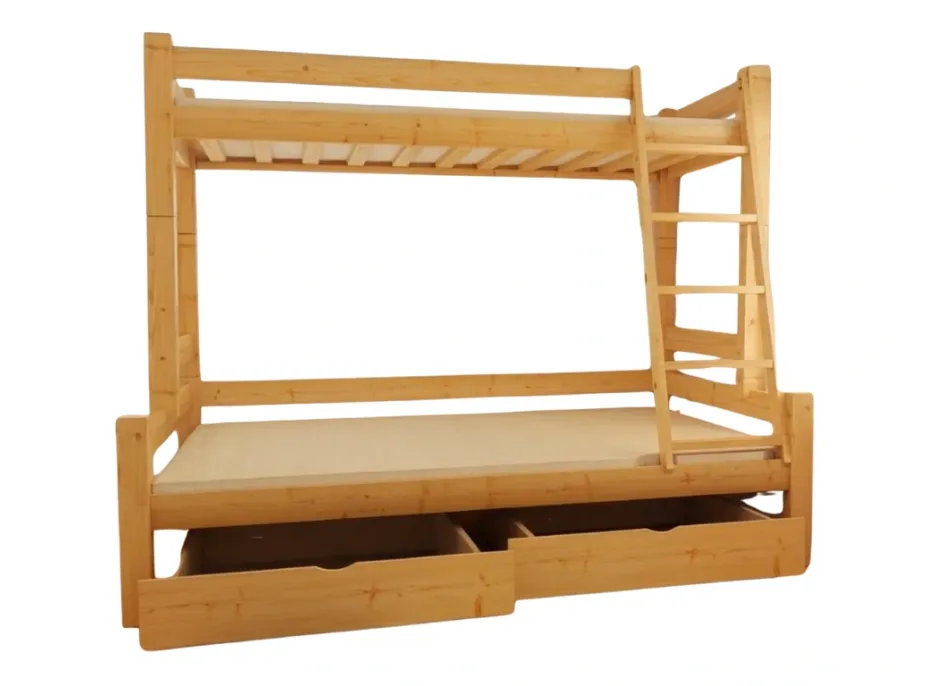 Dětská patrová postel s rozšířeným spodním lůžkem z masivu ROBUST 8X8 6A - 200x90 cm