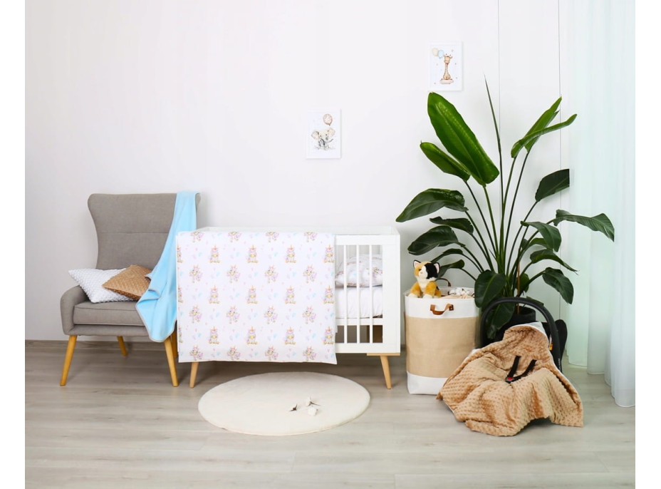 Dětské bavlněné povlečení do postýlky 135x100 cm BABYMAM PREMIUM - Veselý jednorožec