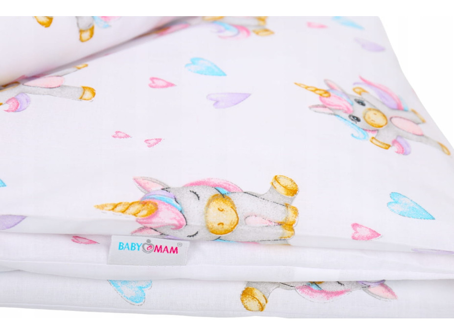 Dětské bavlněné povlečení do postýlky 135x100 cm BABYMAM PREMIUM - Veselý jednorožec