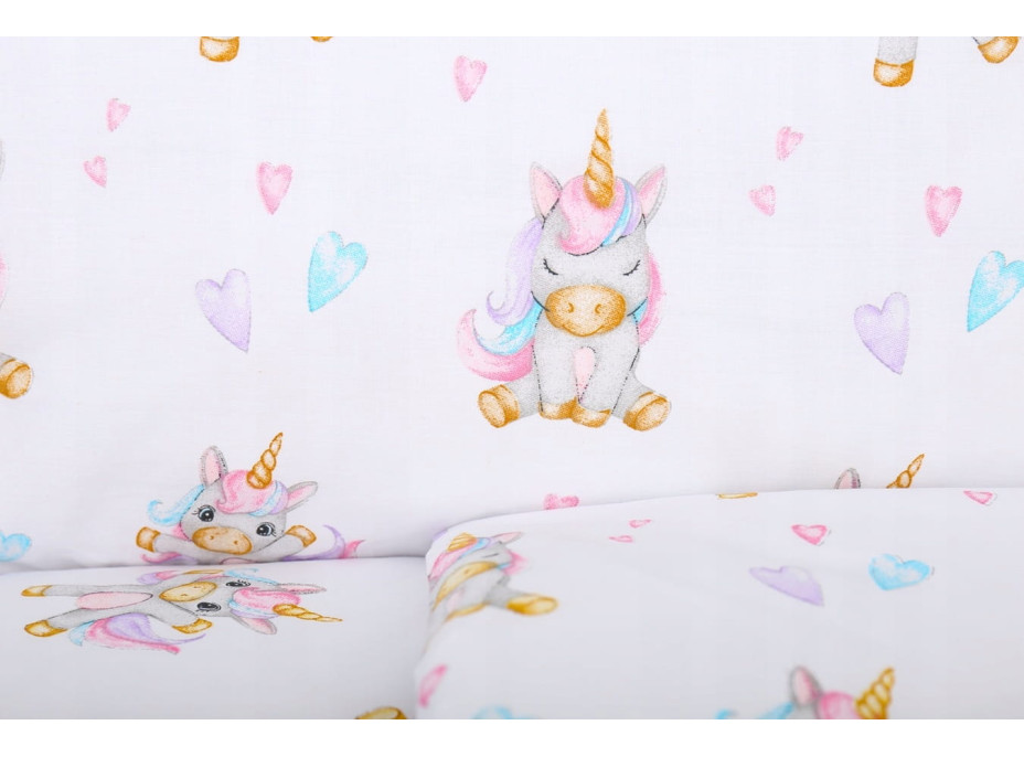 Dětské bavlněné povlečení do postýlky 135x100 cm BABYMAM PREMIUM - Veselý jednorožec