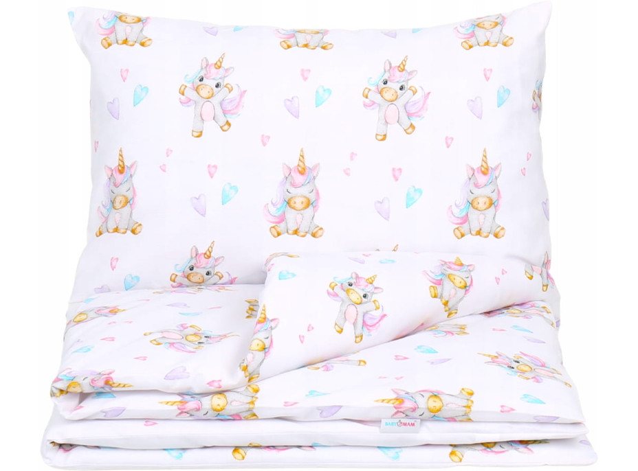Dětské bavlněné povlečení do postýlky 135x100 cm BABYMAM PREMIUM - Veselý jednorožec