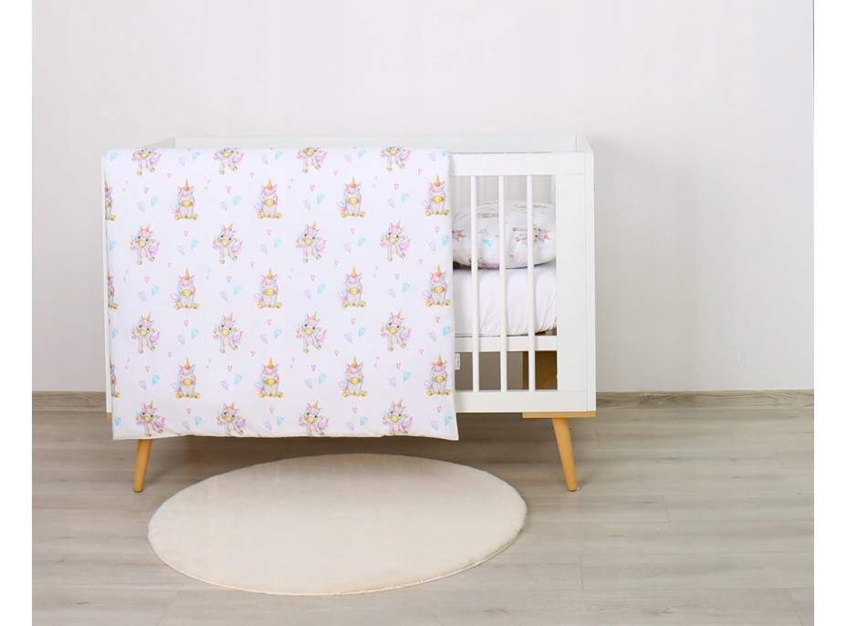 Dětské bavlněné povlečení do postýlky 135x100 cm BABYMAM PREMIUM - Veselý jednorožec