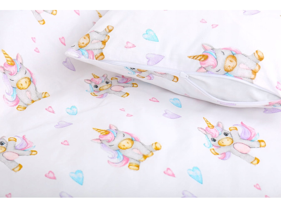 Dětské bavlněné povlečení do postýlky 135x100 cm BABYMAM PREMIUM - Veselý jednorožec