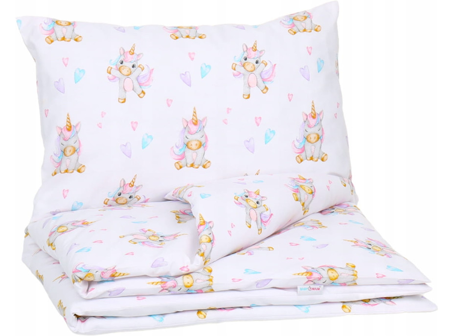 Dětské bavlněné povlečení do postýlky 135x100 cm BABYMAM PREMIUM - Veselý jednorožec