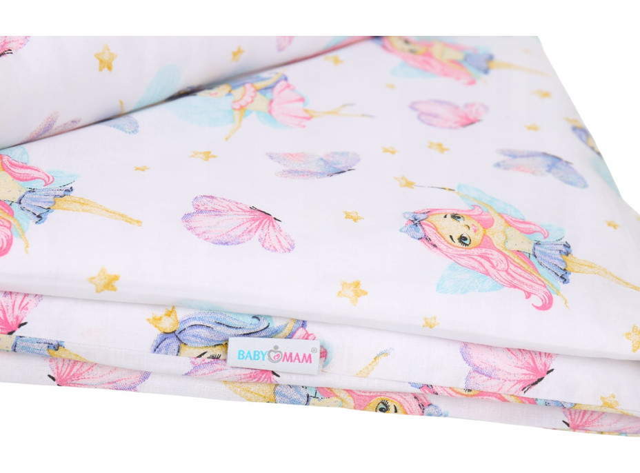 Dětské bavlněné povlečení do postýlky 135x100 cm BABYMAM PREMIUM - Víly