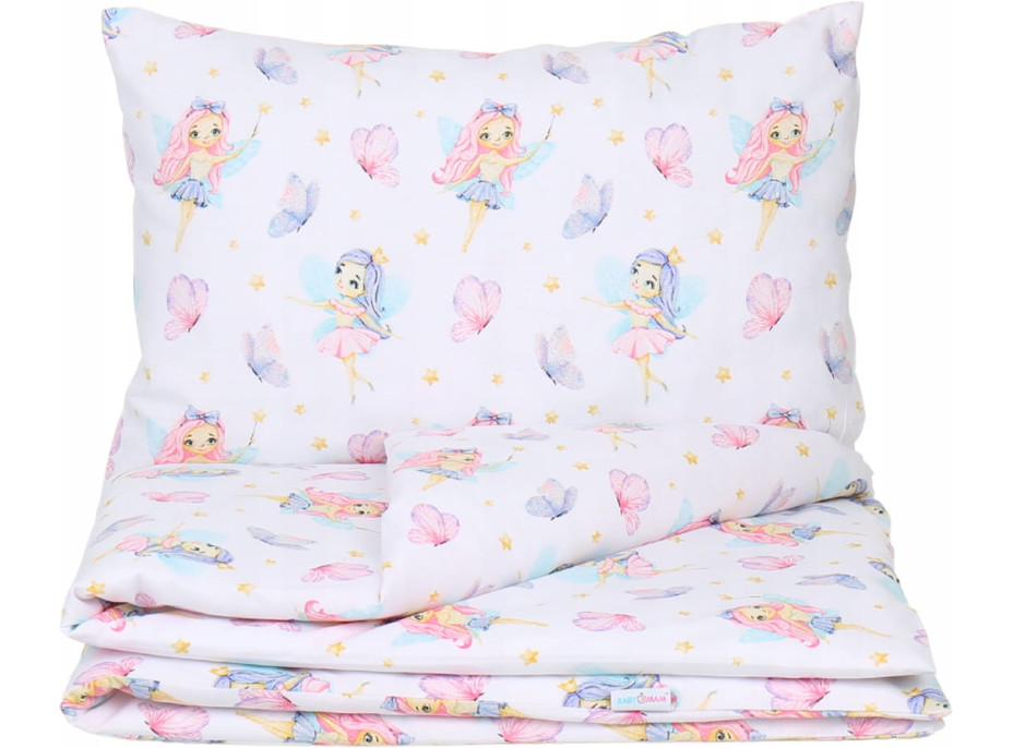 Dětské bavlněné povlečení do postýlky 135x100 cm BABYMAM PREMIUM - Víly