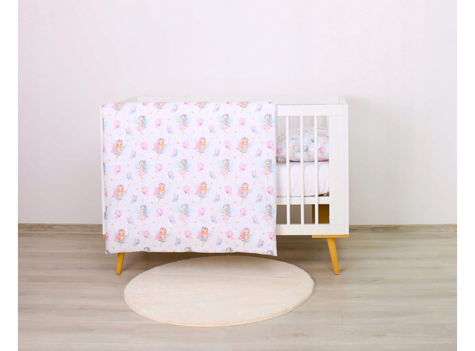 Dětské bavlněné povlečení do postýlky 135x100 cm BABYMAM PREMIUM - Víly