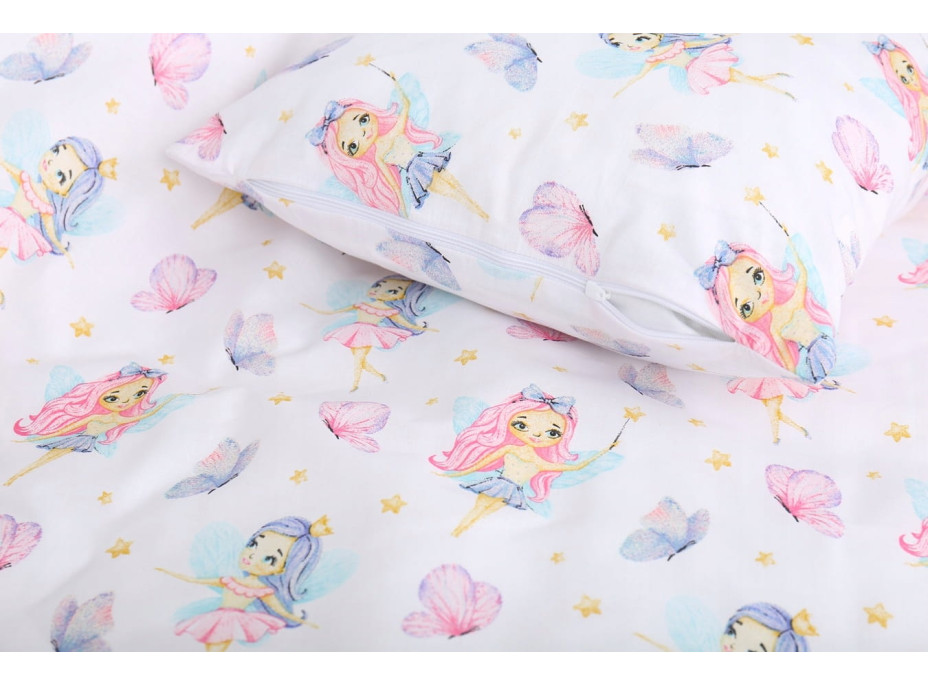 Dětské bavlněné povlečení do postýlky 135x100 cm BABYMAM PREMIUM - Víly