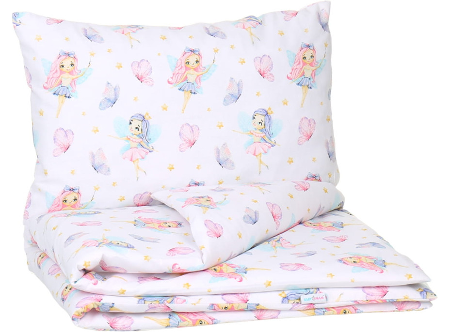 Dětské bavlněné povlečení do postýlky 135x100 cm BABYMAM PREMIUM - Víly