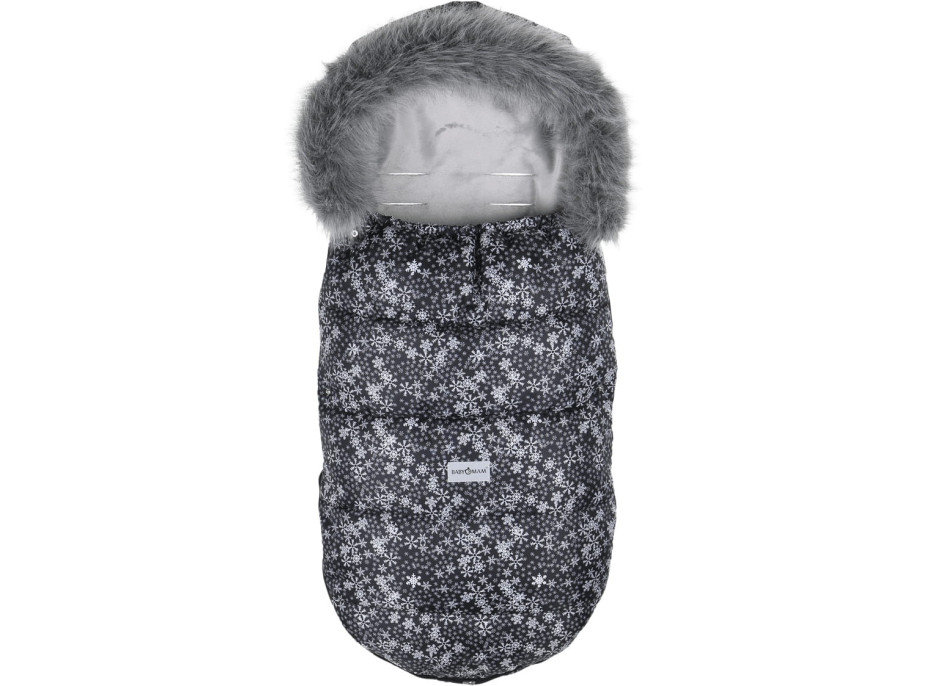 Dětský fusak do kočárku BABYMAM Maxi - Vločky/šedý