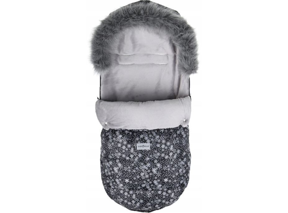 Dětský fusak do kočárku BABYMAM Maxi - Vločky/šedý