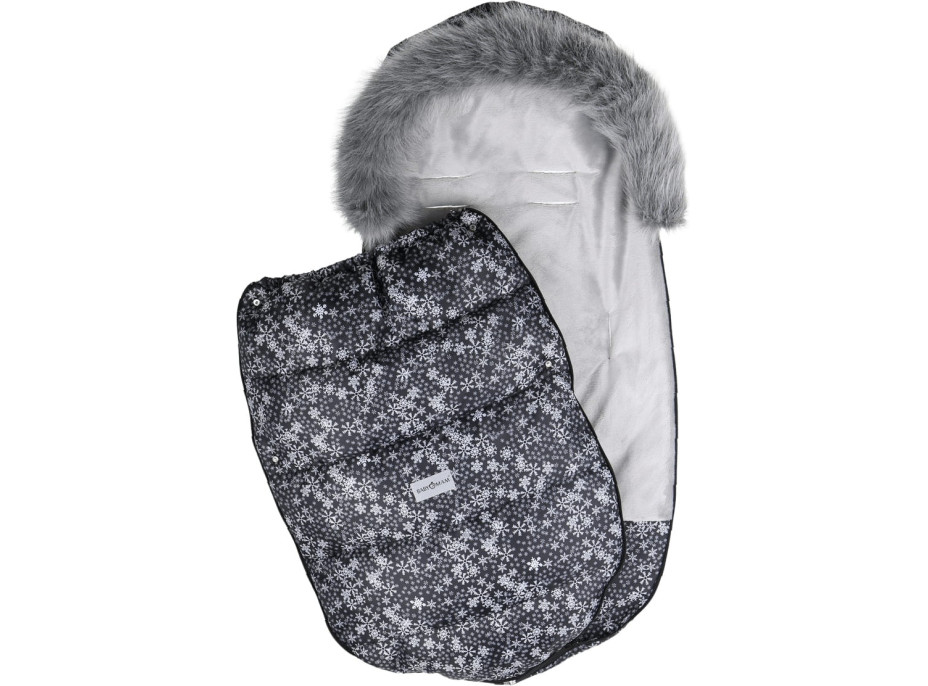Dětský fusak do kočárku BABYMAM Maxi - Vločky/šedý