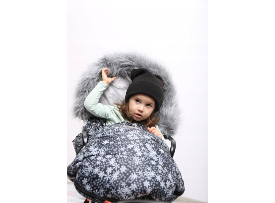 Dětský fusak do kočárku BABYMAM Maxi - Vločky/šedý
