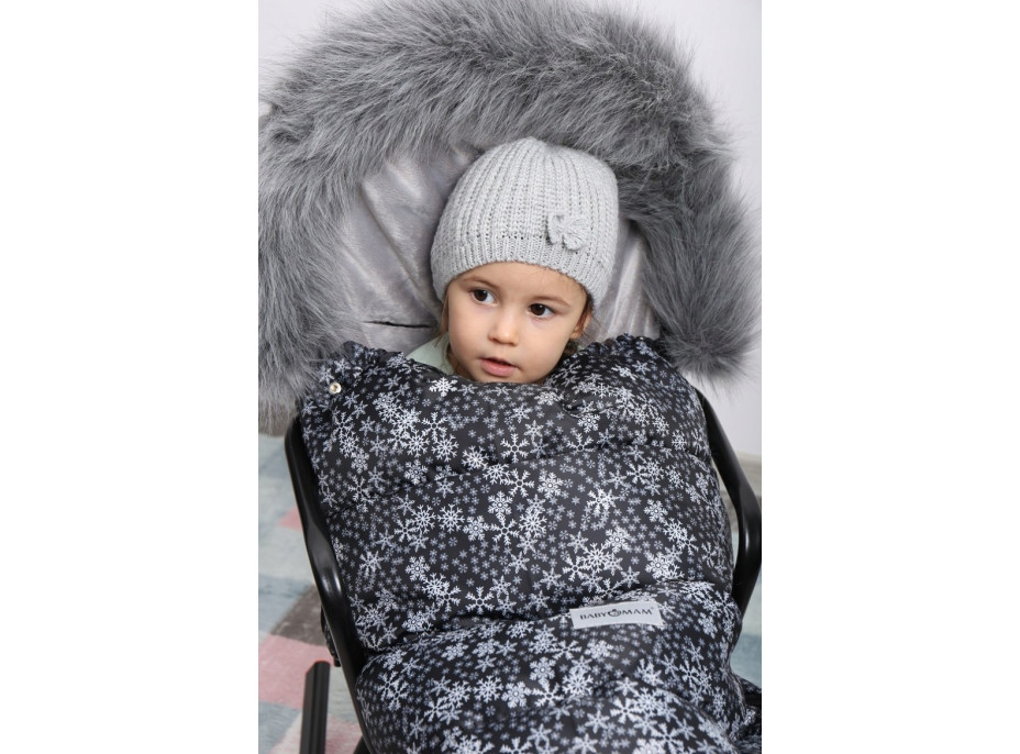 Dětský fusak do kočárku BABYMAM Maxi - Vločky/šedý