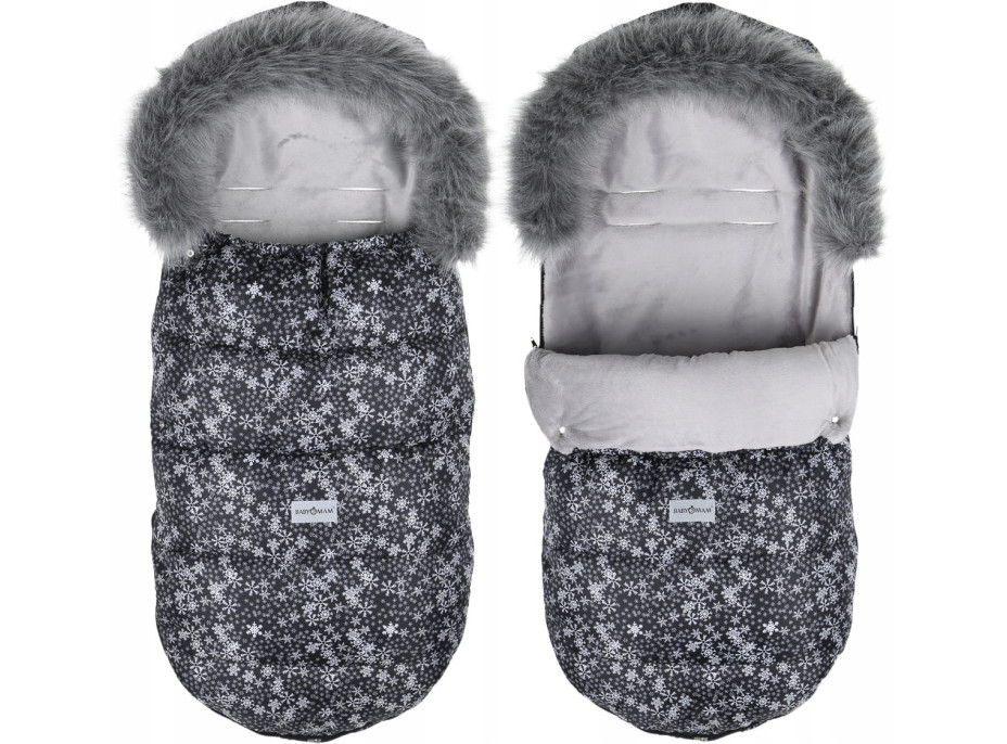 Dětský fusak do kočárku BABYMAM Maxi - Vločky/šedý