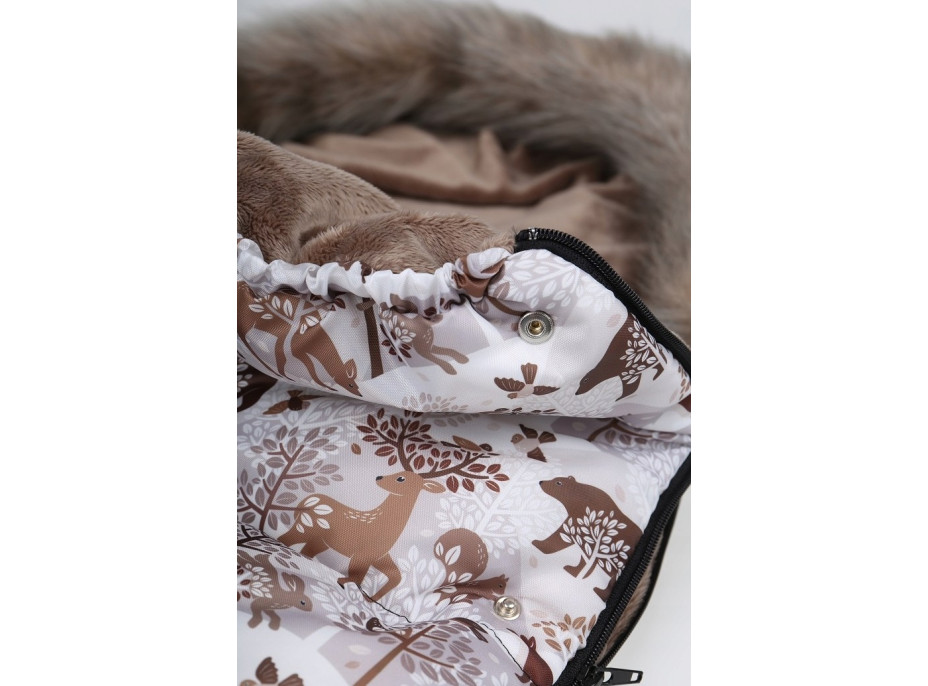 Dětský fusak do kočárku BABYMAM Maxi - Zimní les/cappuccino