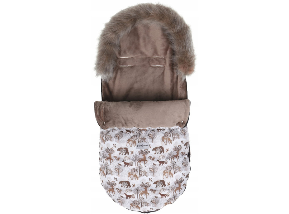 Dětský fusak do kočárku BABYMAM Maxi - Zimní les/cappuccino