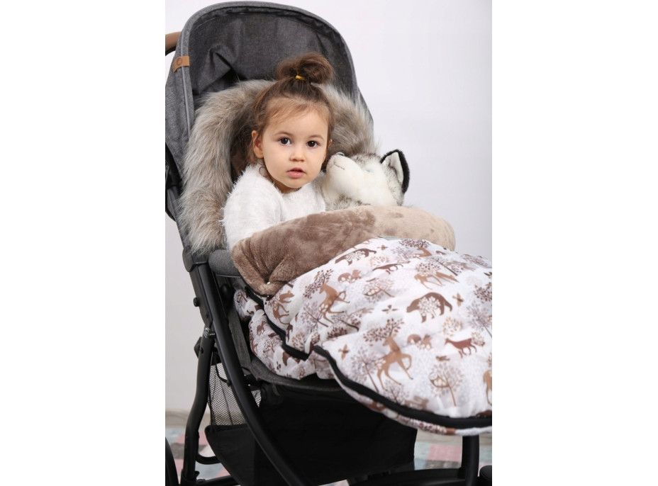 Dětský fusak do kočárku BABYMAM Maxi - Zimní les/cappuccino